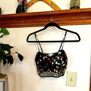 Floral and mesh crop top